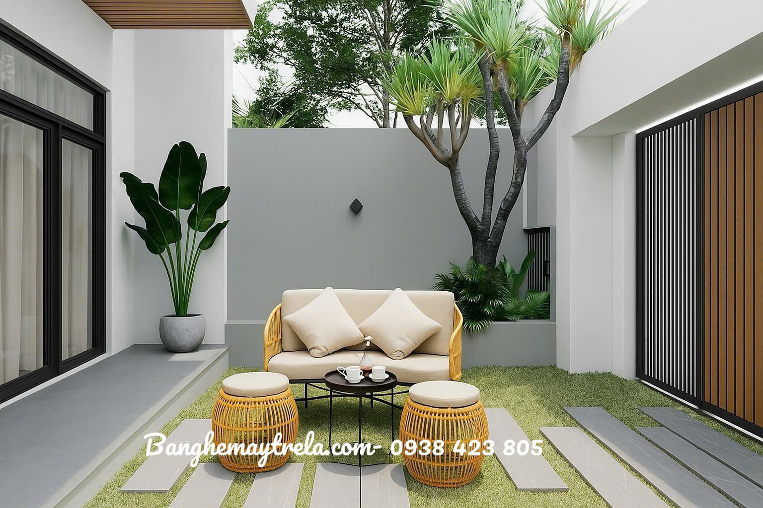 Bàn ghế mây nhựa ngoài trời giá rẻ